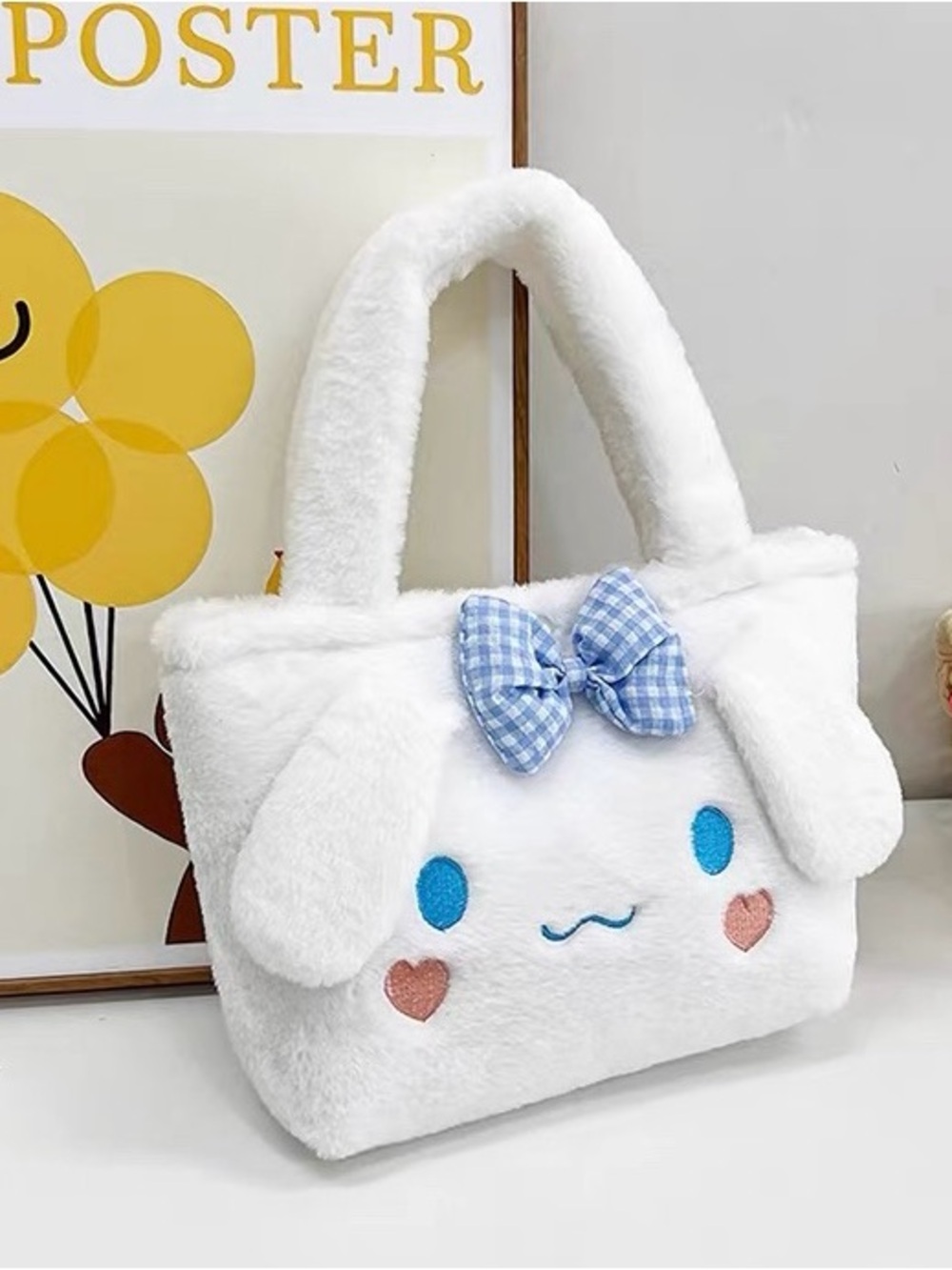 Cute White Cinnamon-roll Plush Tote Bag